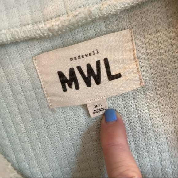 Madewell MWL Quilted Jacquard Zip Jacket Women’s Sz XS Iced Mint Pockets - Picture 3 of 7